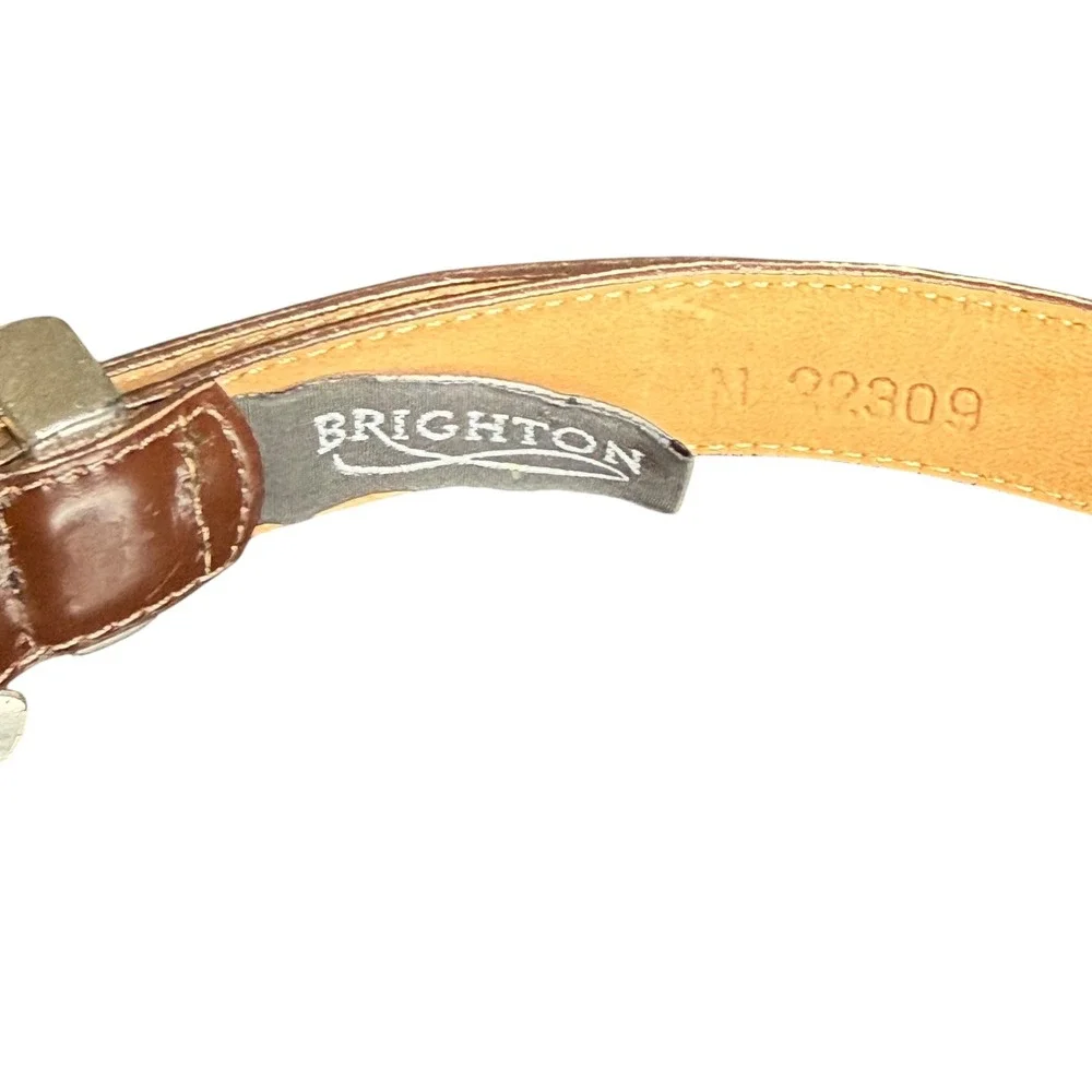 Brighton Brown Leather Belt Silver‎ Detailed Buckle Womens Size M 22309